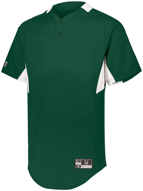 Holloway Youth Game7 Two-Button Baseball Jersey (221224), Color 'Forest/White'
